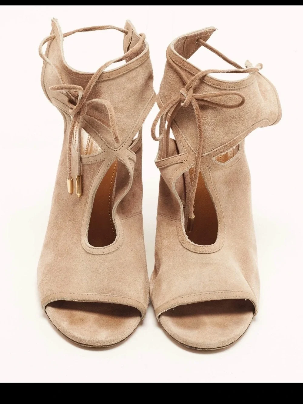 Aquazzura Sexy Thing 38/ 7.5-8 us suede hells tie ankle stilettos clean